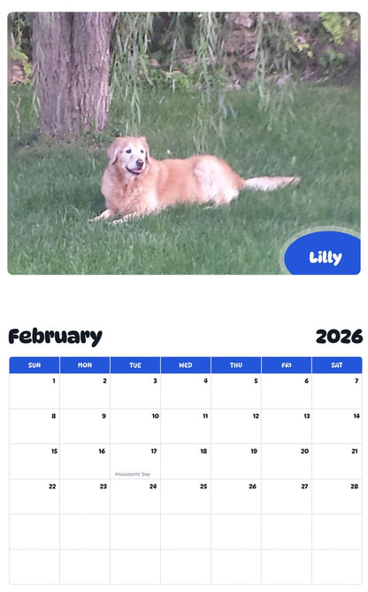 October 2025 - September 2026 Lilly - Pawidols Pet Calendar