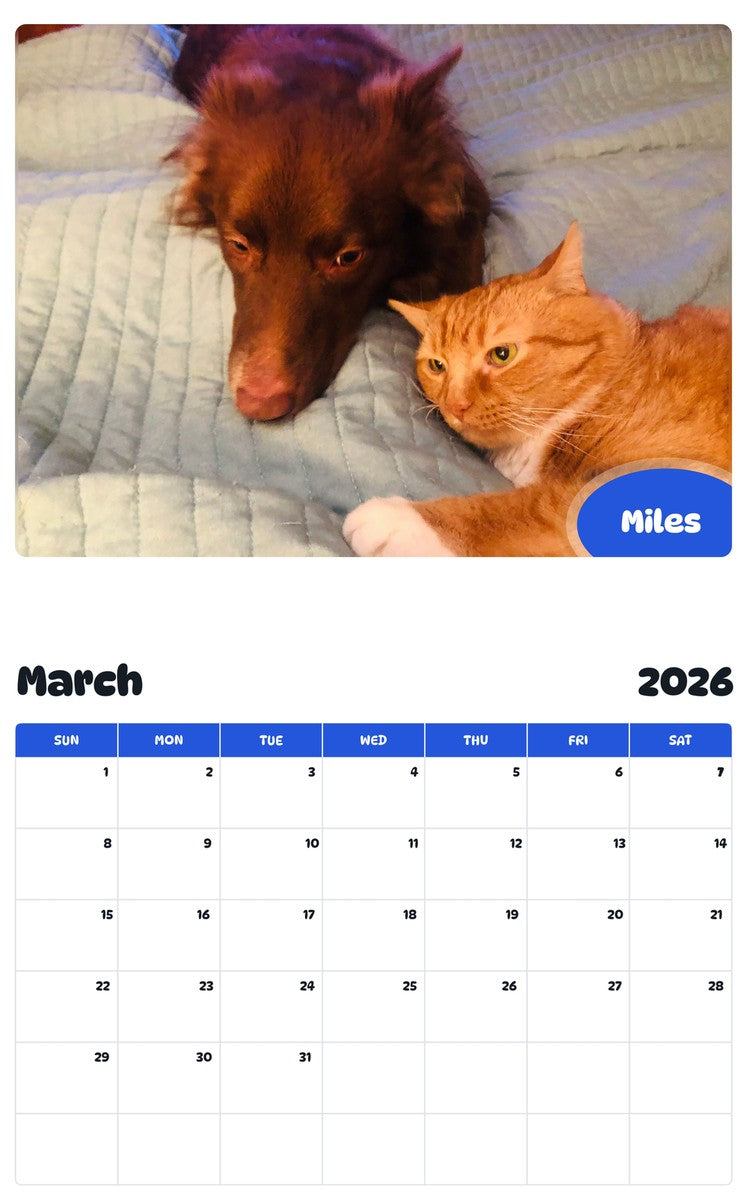 November 2025 - October 2026 Miles - Pawidols Pet Calendar