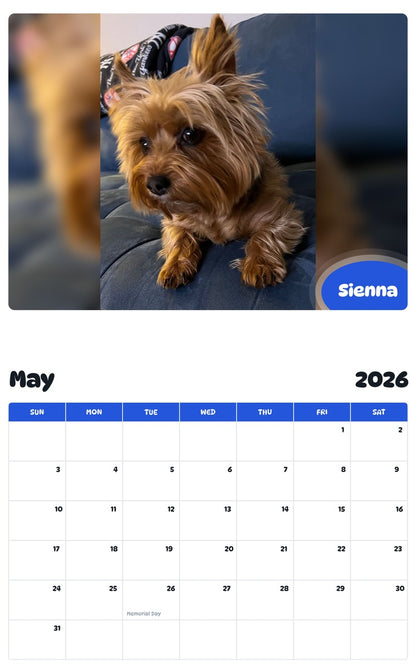 2026 - 2027 Sienna - Pawidols Pet Calendar