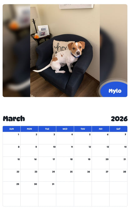 November 2025 - October 2026 Mylo - Pawidols Pet Calendar