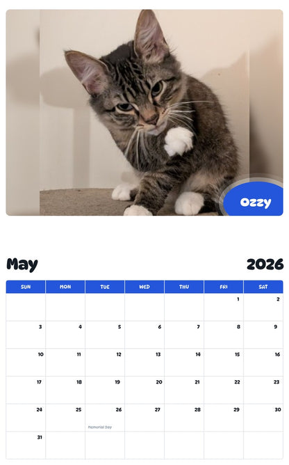 2026 - 2027 Ozzy - Pawidols Pet Calendar