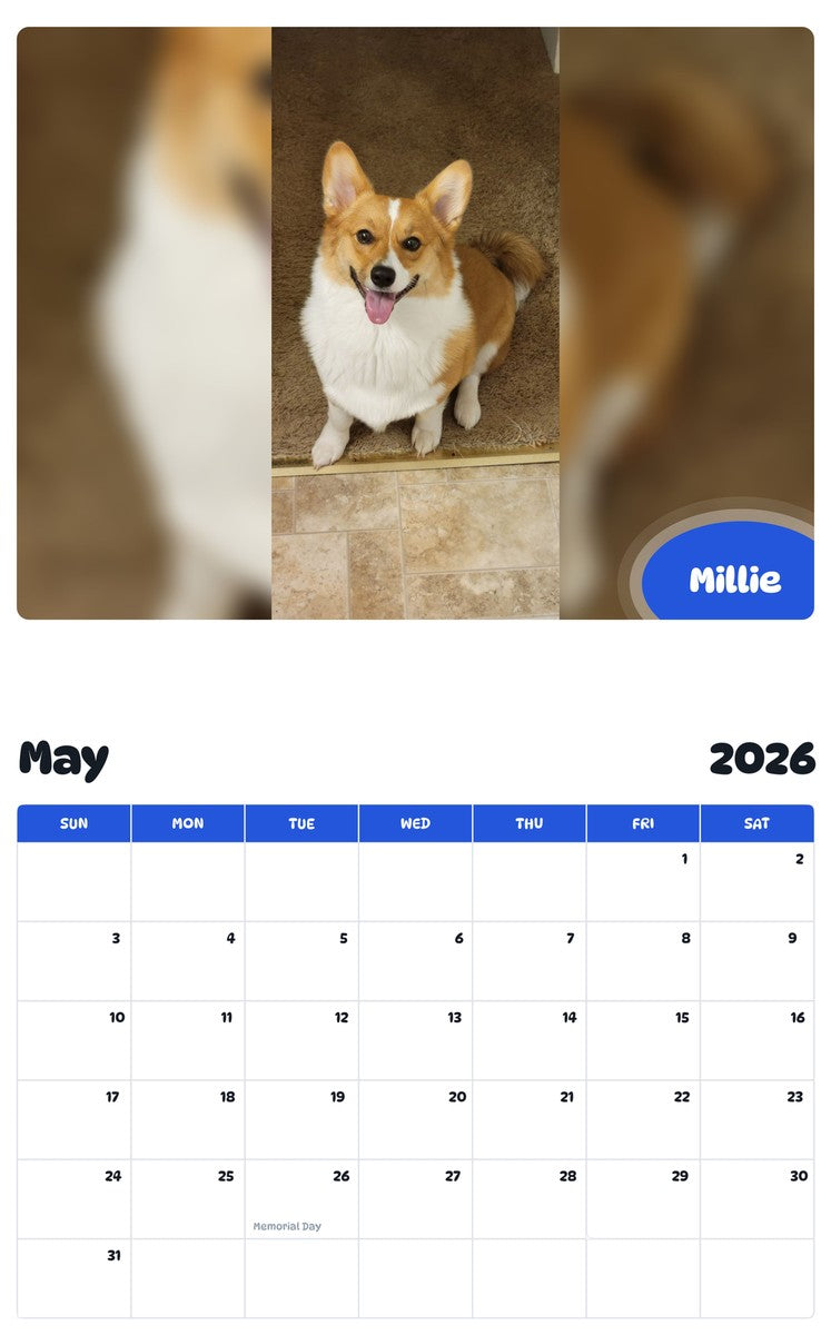 2026 - 2027 Millie - Pawidols Pet Calendar