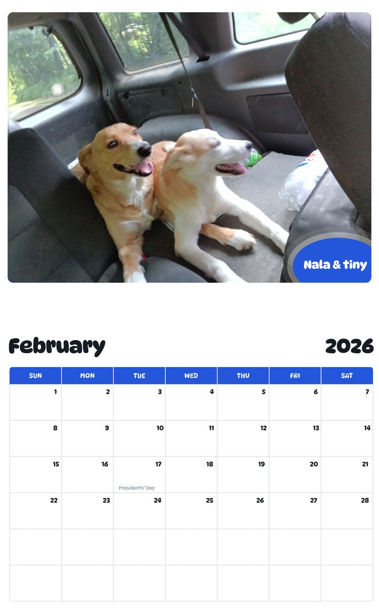 October 2025 - September 2026 Nala & tiny - Pawidols Pet Calendar