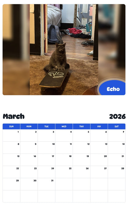 November 2025 - October 2026 Echo - Pawidols Pet Calendar