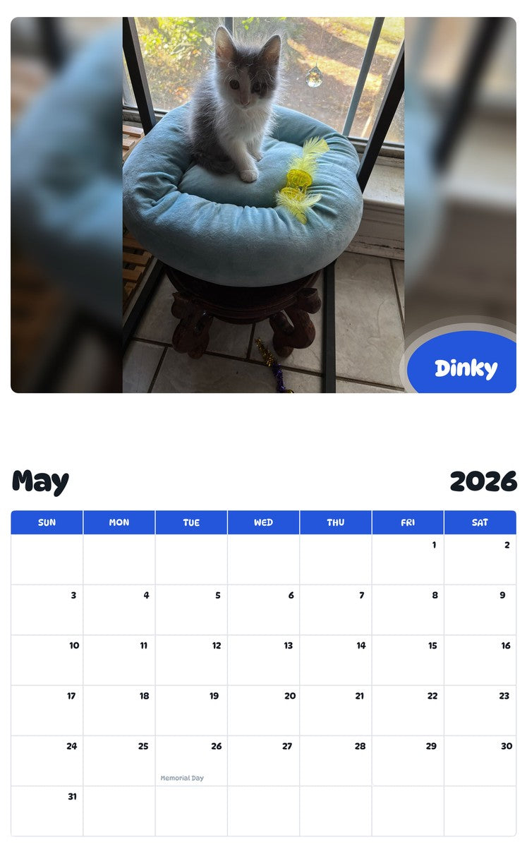 2026 - 2027 Dinky - Pawidols Pet Calendar