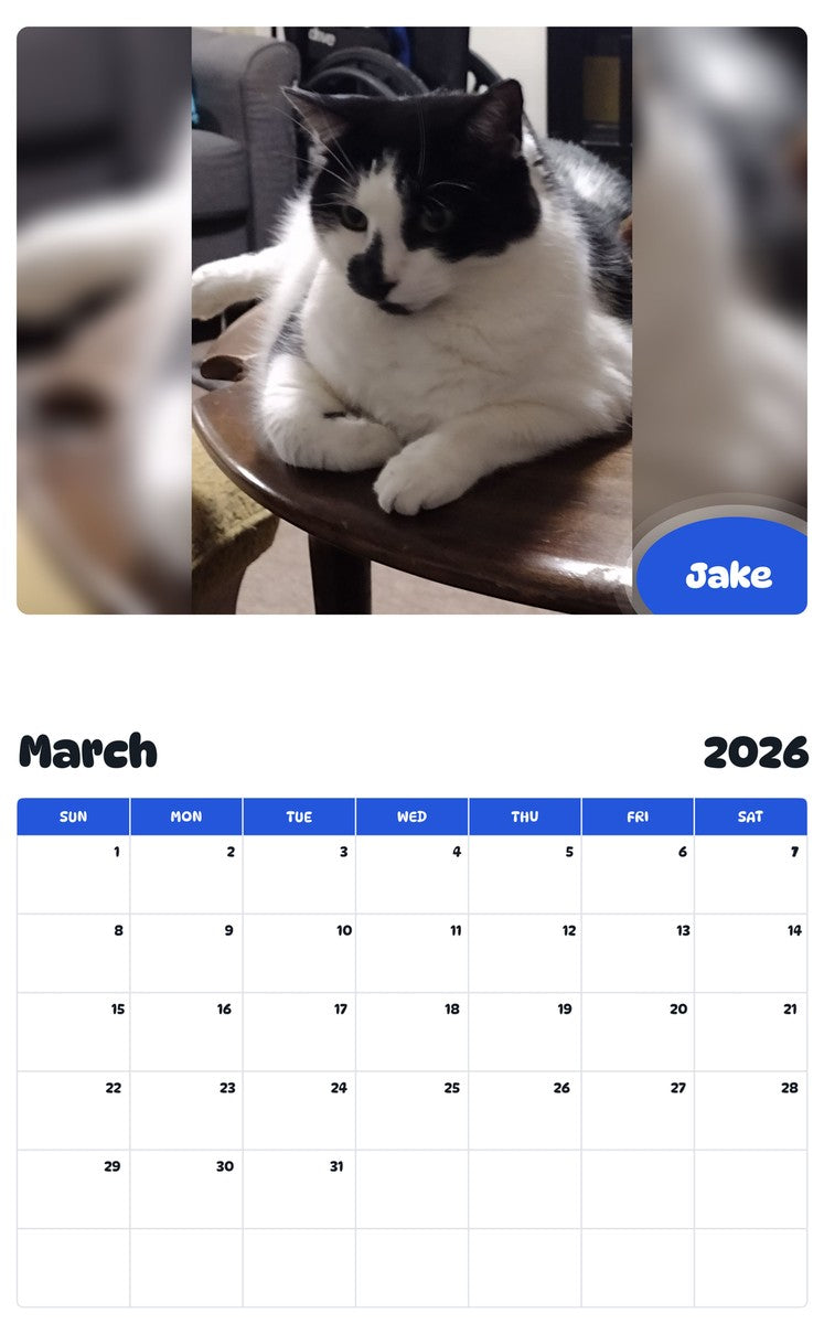 November 2025 - October 2026 Jake - Pawidols Pet Calendar