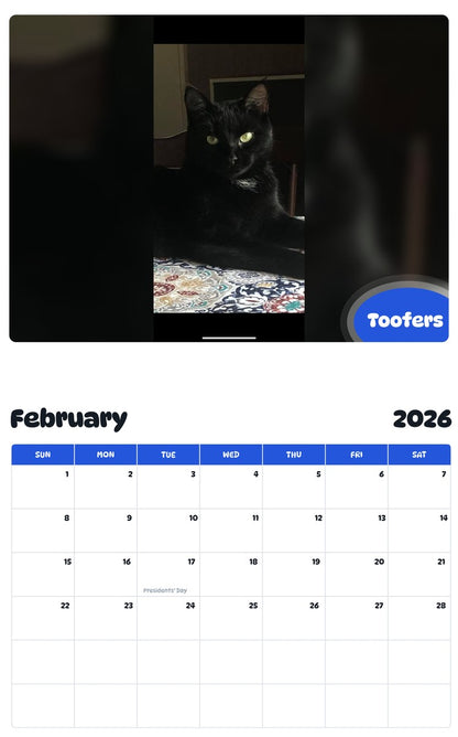 October 2025 - September 2026 Toofers - Pawidols Pet Calendar