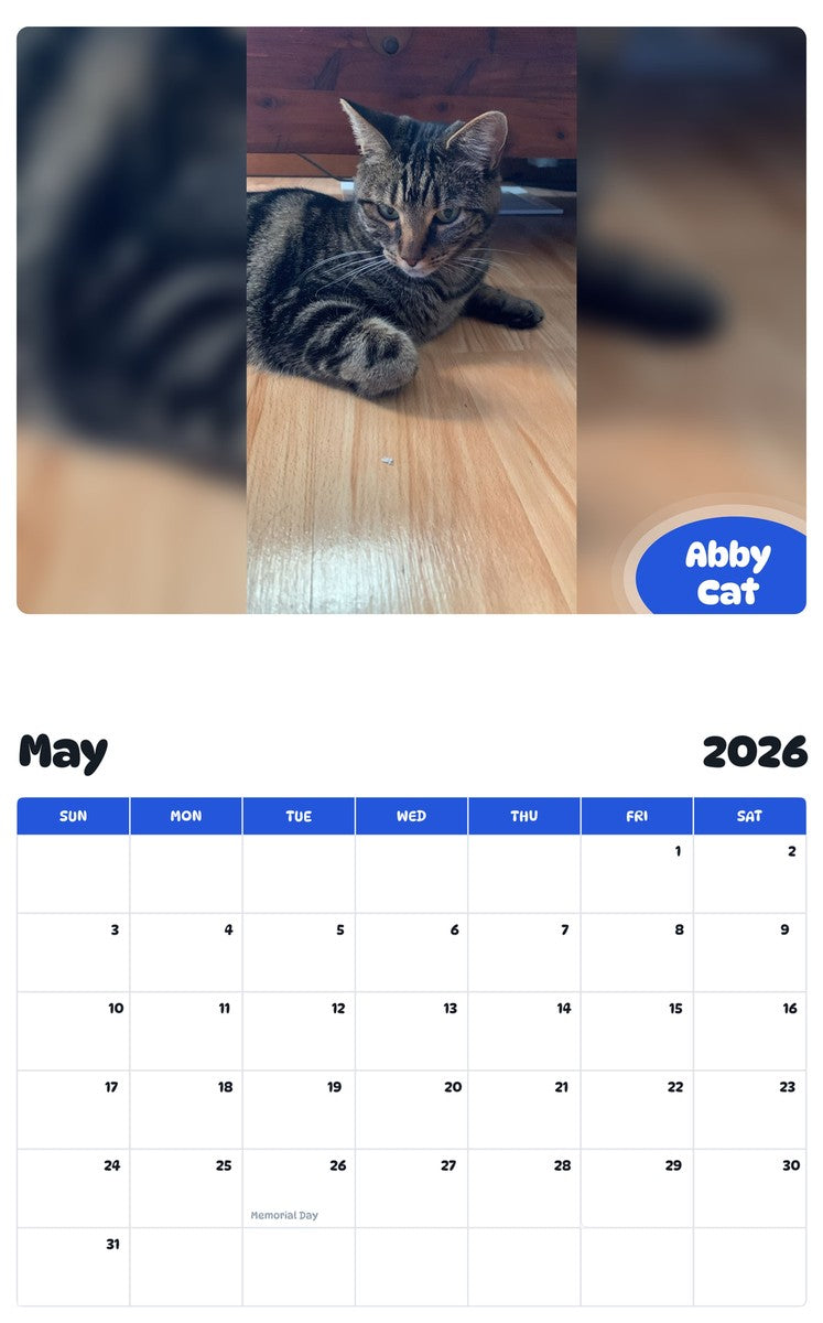 2026 - 2027 Abby Cat - Pawidols Pet Calendar