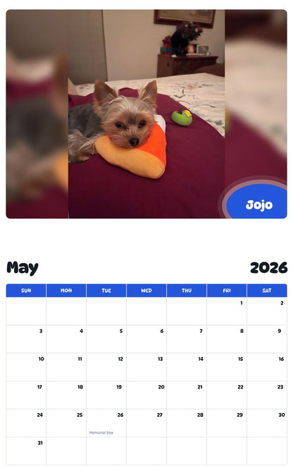 2026 - 2027 Jojo - Pawidols Pet Calendar