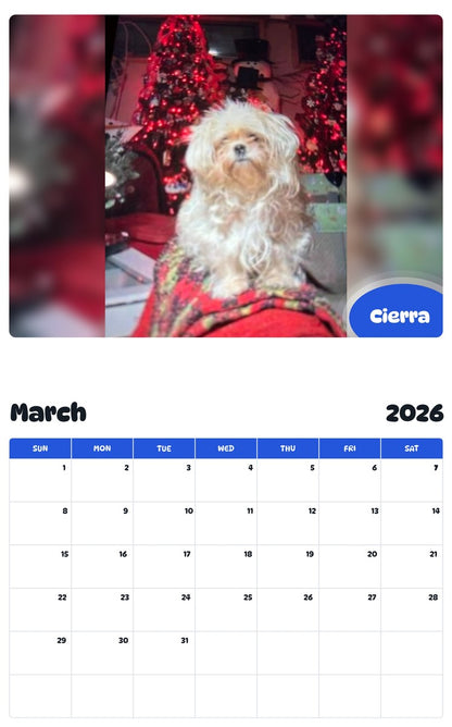 November 2025 - October 2026 Cierra - Pawidols Pet Calendar