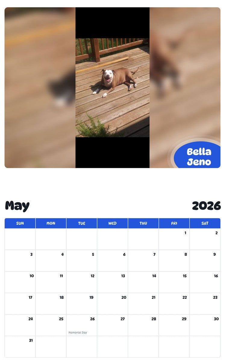 2026 - 2027 Bella Jeno - Pawidols Pet Calendar