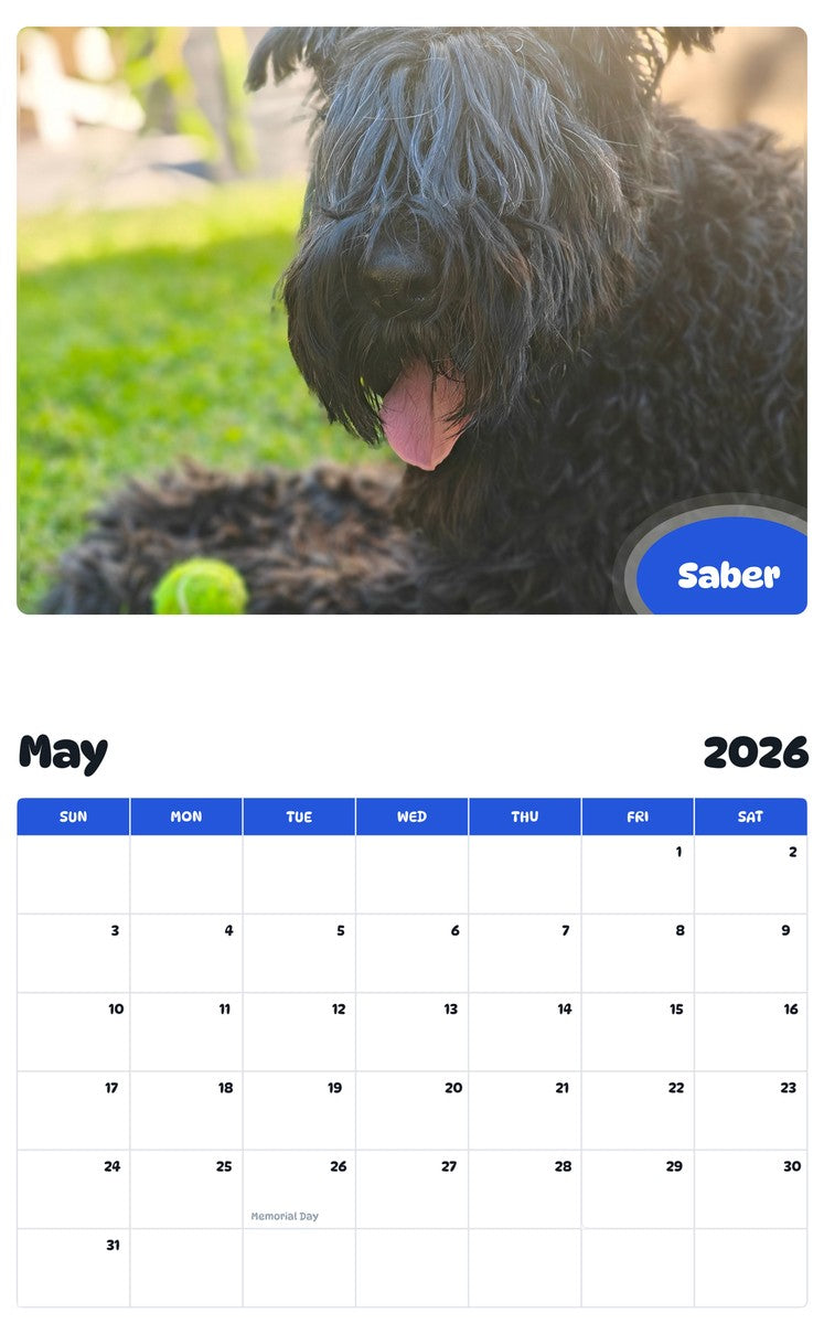 2026 - 2027 Saber - Pawidols Pet Calendar