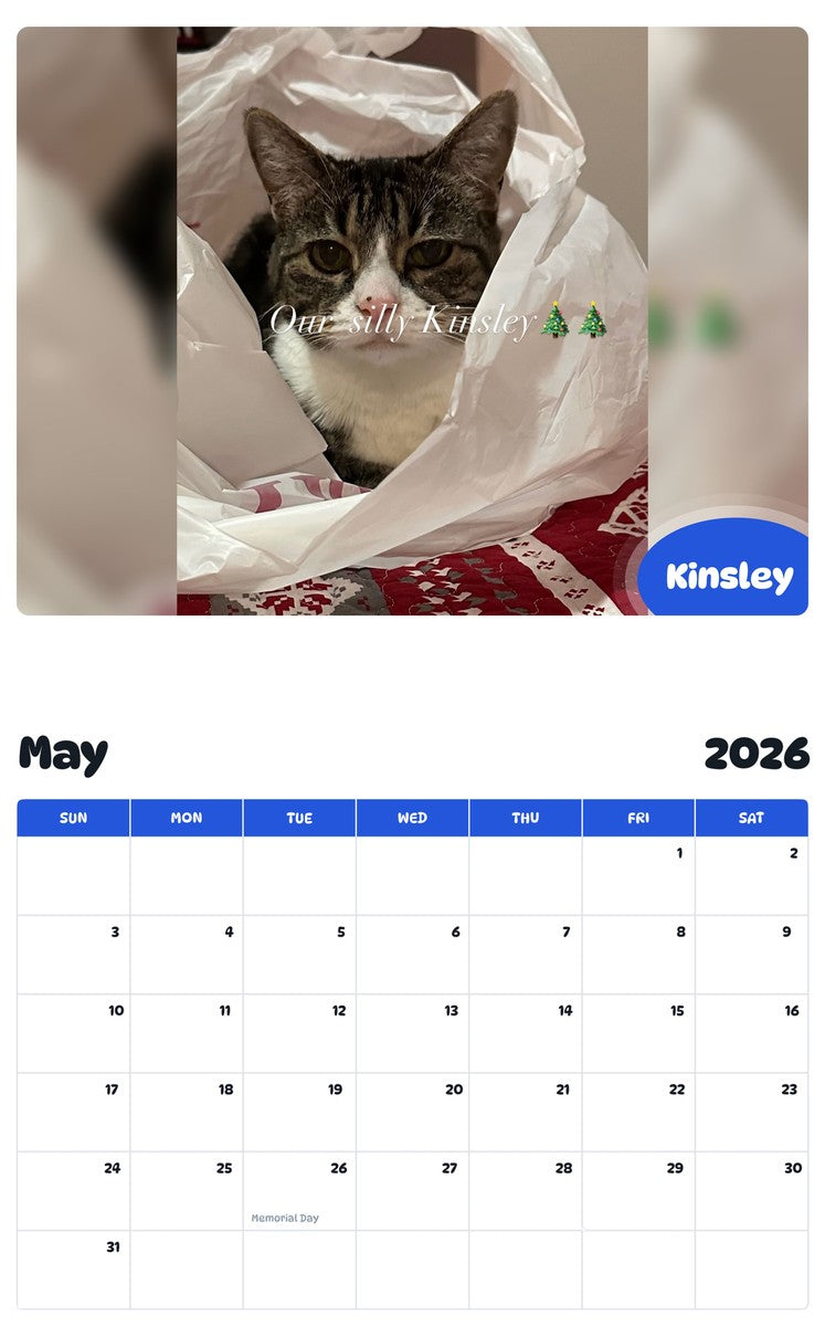 2026 - 2027 Kinsley - Pawidols Pet Calendar