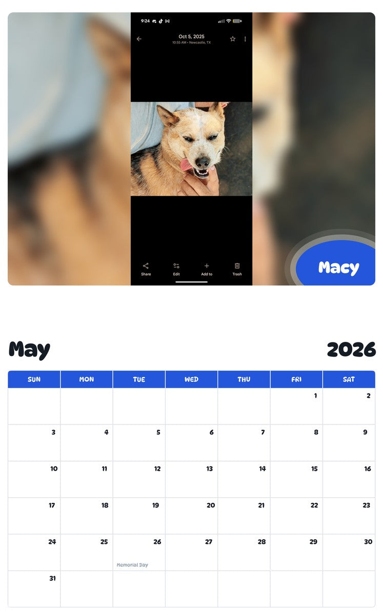 2026 - 2027 Macy - Pawidols Pet Calendar