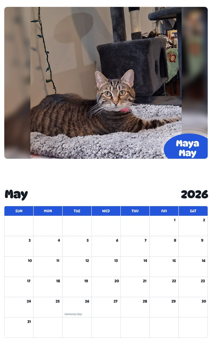 2026 - 2027 Maya May - Pawidols Pet Calendar