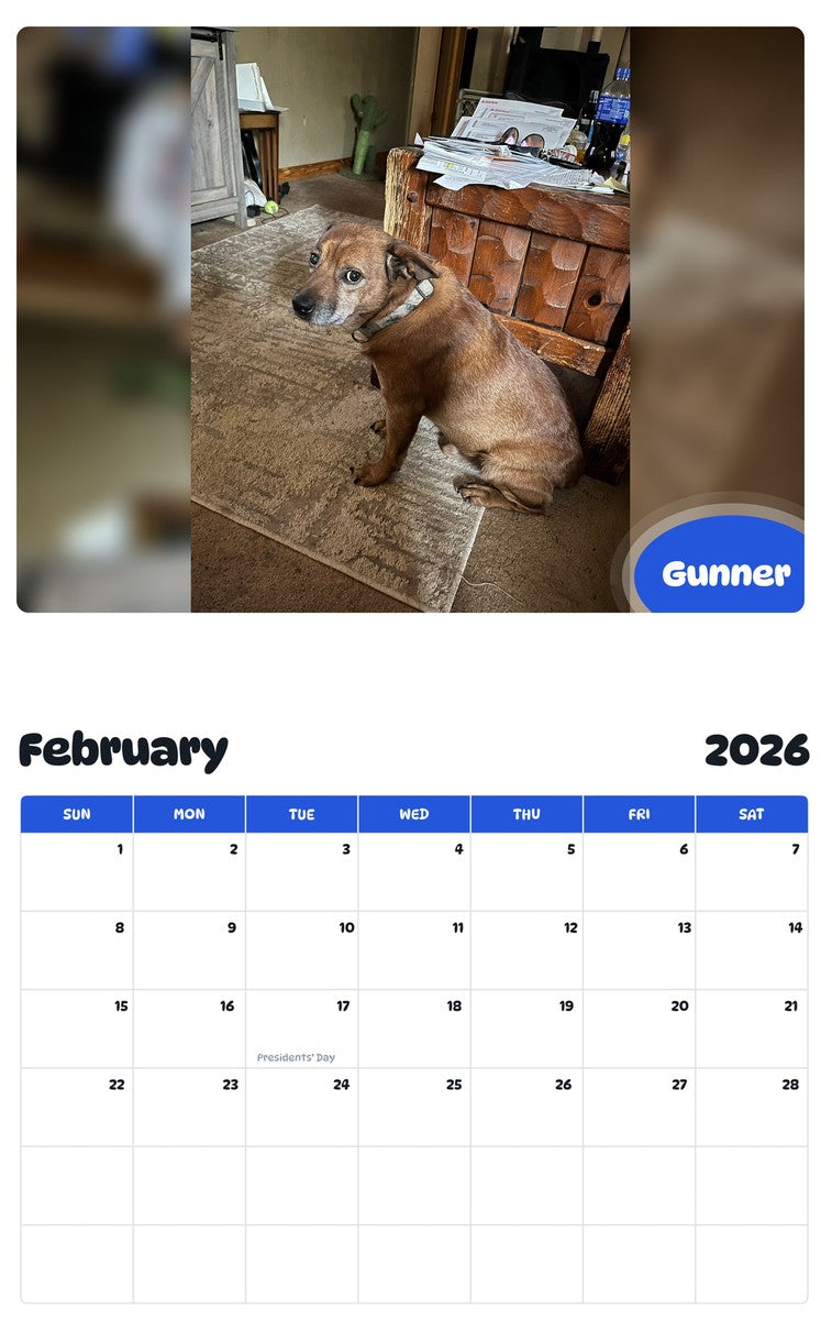 October 2025 - September 2026 Gunner - Pawidols Pet Calendar