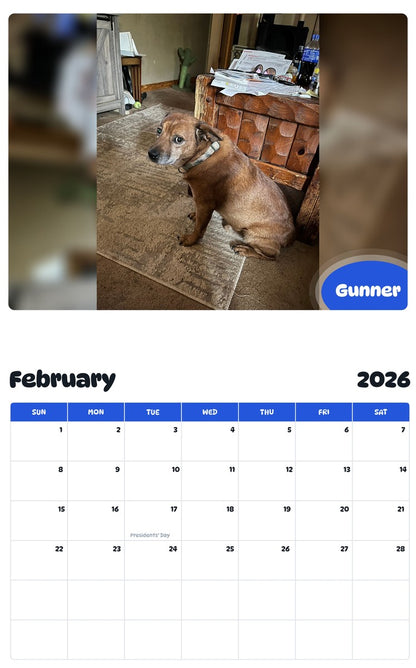 October 2025 - September 2026 Gunner - Pawidols Pet Calendar