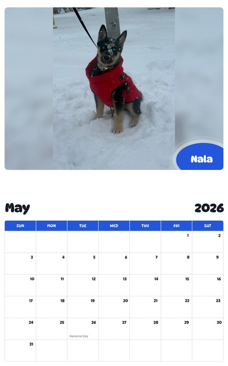 2026 - 2027 Nala - Pawidols Pet Calendar