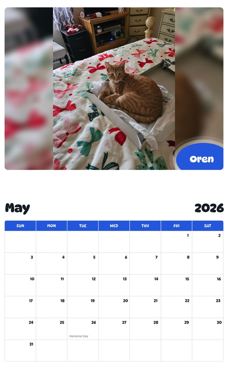 2026 - 2027 Oren - Pawidols Pet Calendar