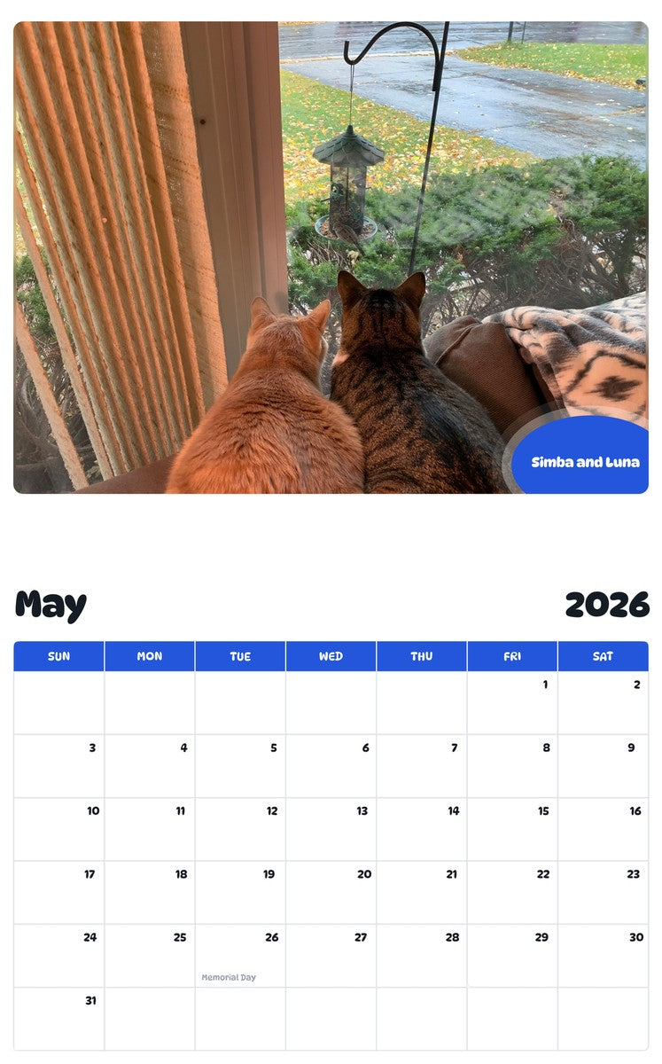2026 - 2027 Simba and Luna - Pawidols Pet Calendar