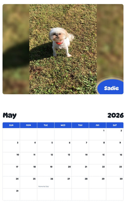 2026 - 2027 Sadie - Pawidols Pet Calendar