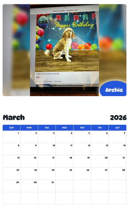 November 2025 - October 2026 Archie - Pawidols Pet Calendar