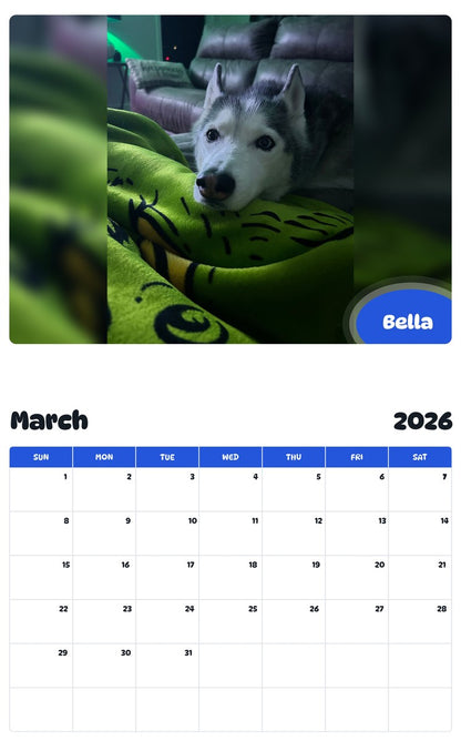 November 2025 - October 2026 Bella - Pawidols Pet Calendar