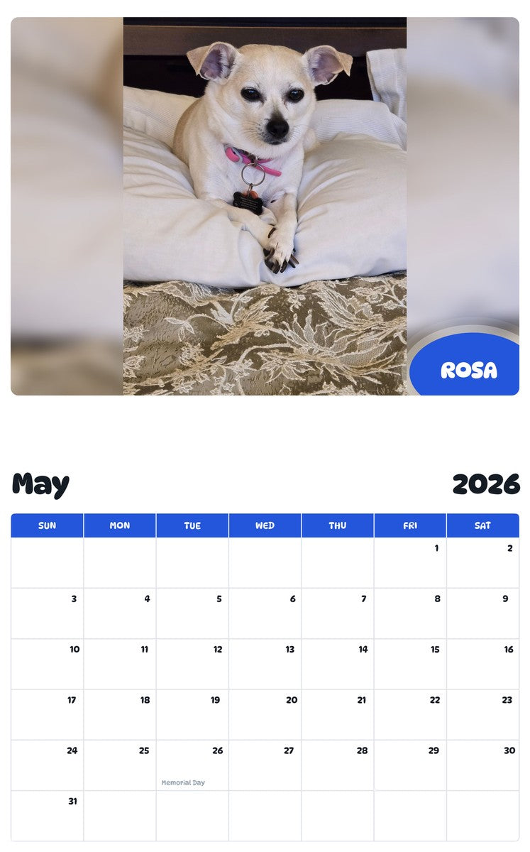 2026 - 2027 ROSA - Pawidols Pet Calendar