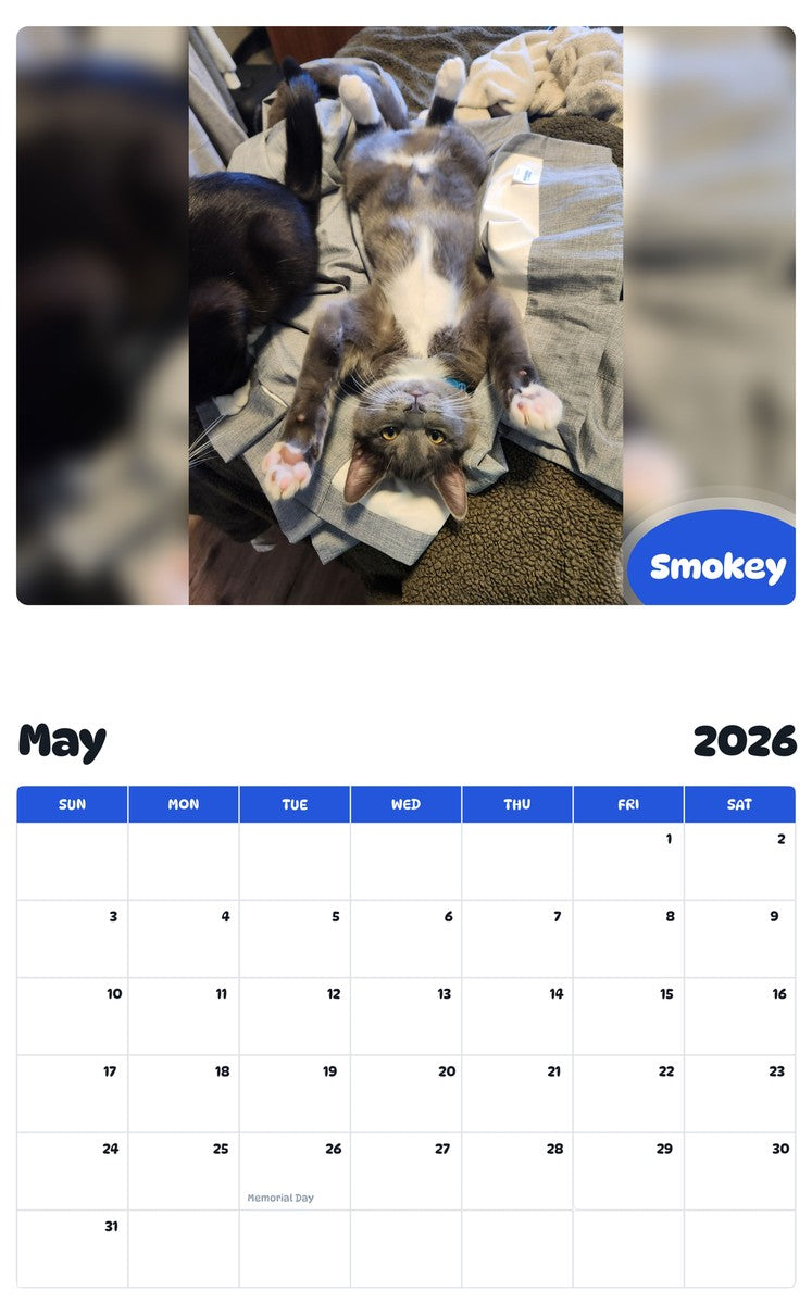 2026 - 2027 Smokey - Pawidols Pet Calendar