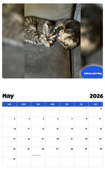 2026 - 2027 Salem and Jaq - Pawidols Pet Calendar