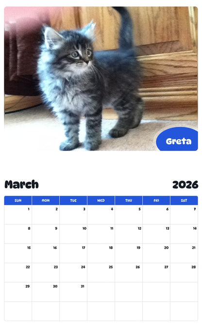 November 2025 - October 2026 Greta - Pawidols Pet Calendar