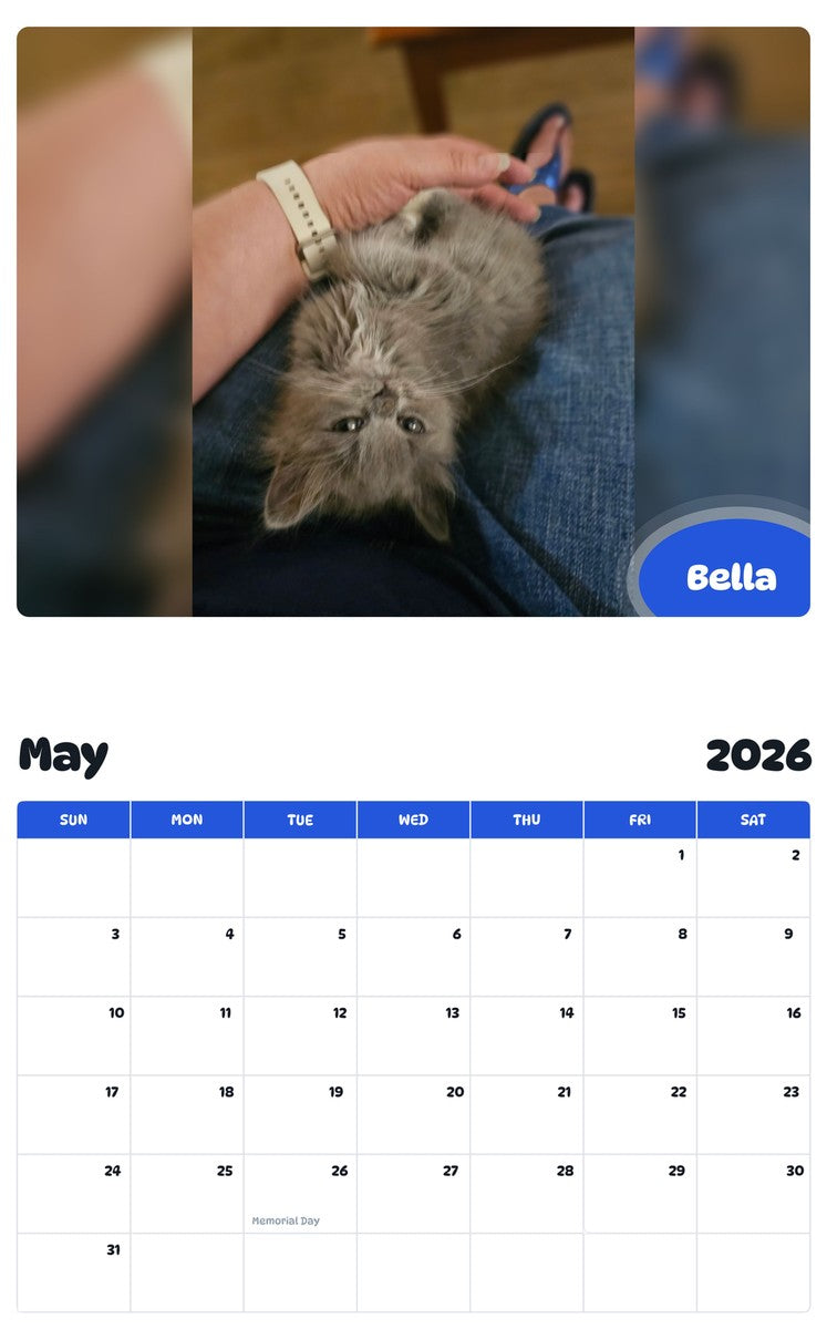 2026 - 2027 Bella - Pawidols Pet Calendar