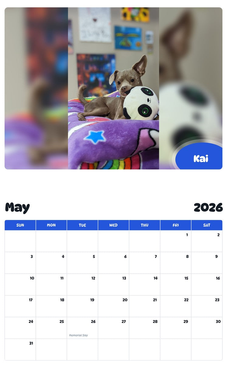 2026 - 2027 Kai - Pawidols Pet Calendar