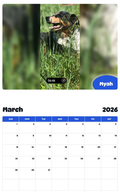 November 2025 - October 2026 Myah - Pawidols Pet Calendar