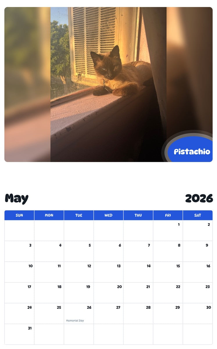 2026 - 2027 Pistachio - Pawidols Pet Calendar