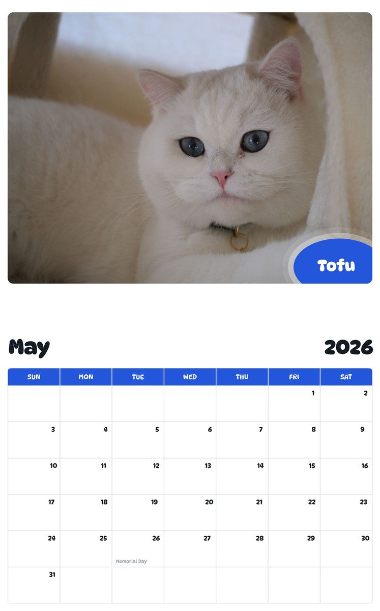 2026 - 2027 Tofu - Pawidols Pet Calendar