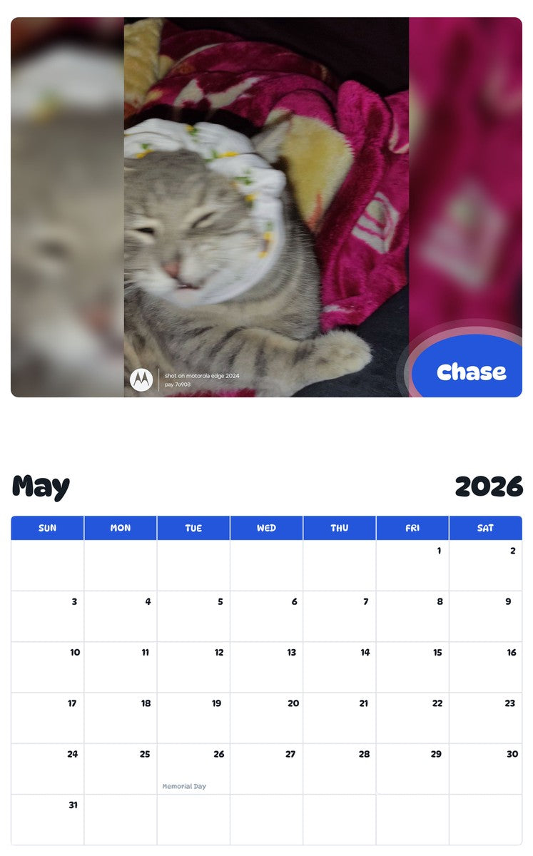 2026 - 2027 Chase - Pawidols Pet Calendar