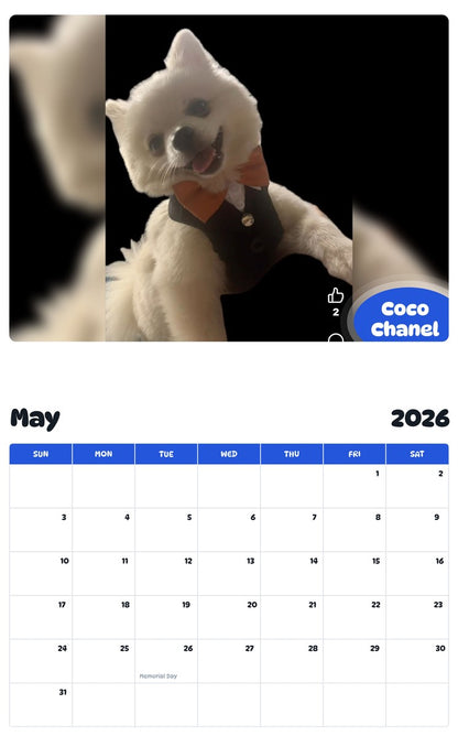 2026 - 2027 Coco Chanel - Pawidols Pet Calendar
