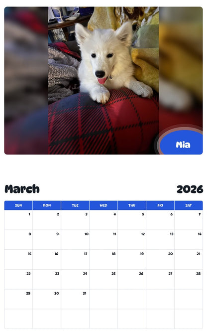 November 2025 - October 2026 Mia - Pawidols Pet Calendar