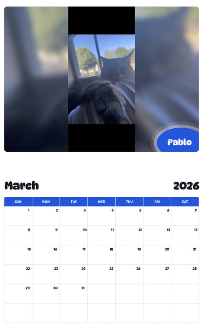 November 2025 - October 2026 Pablo - Pawidols Pet Calendar