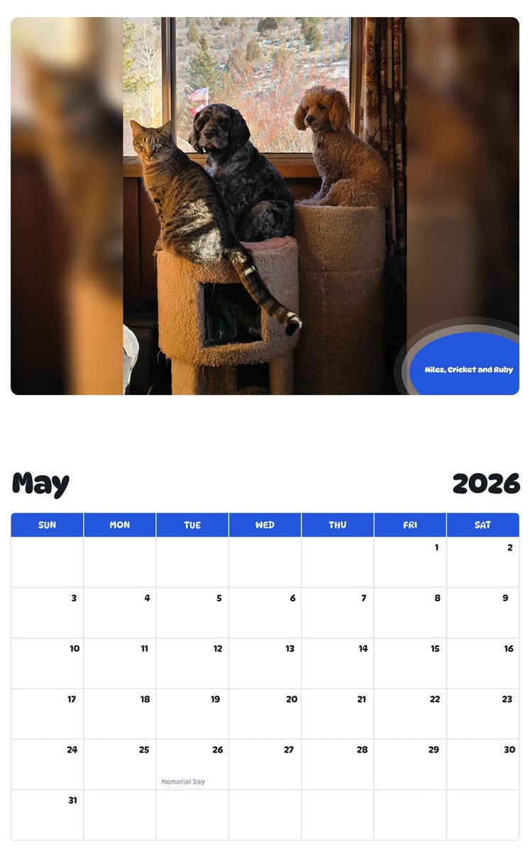 2026 - 2027 Niles, Cricket and Ruby - Pawidols Pet Calendar