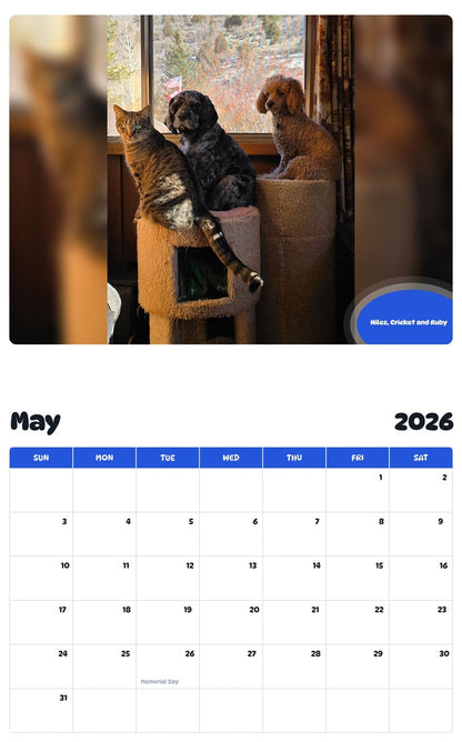 2026 - 2027 Niles, Cricket and Ruby - Pawidols Pet Calendar