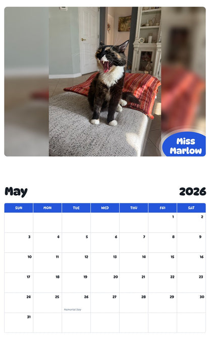 2026 - 2027 Miss Marlow - Pawidols Pet Calendar