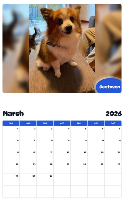 November 2025 - October 2026 Beetoven - Pawidols Pet Calendar
