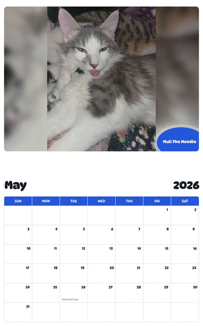 2026 - 2027 Muli the Noodle - Pawidols Pet Calendar