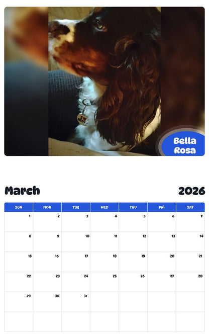 November 2025 - October 2026 Bella Rosa - Pawidols Pet Calendar