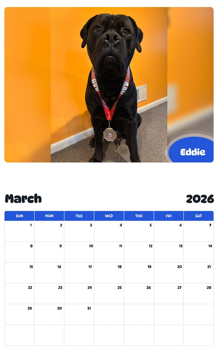 November 2025 - October 2026 Eddie - Pawidols Pet Calendar