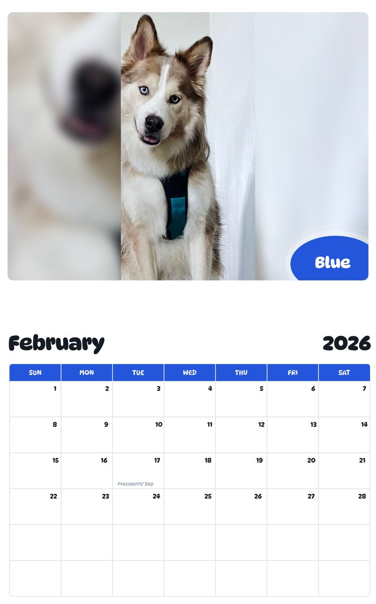 October 2025 - September 2026 Blue - Pawidols Pet Calendar