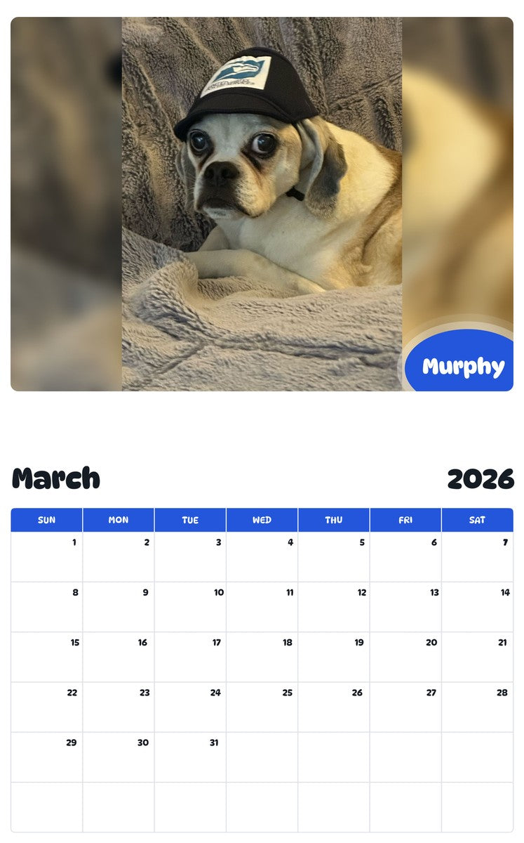 November 2025 - October 2026 Murphy - Pawidols Pet Calendar