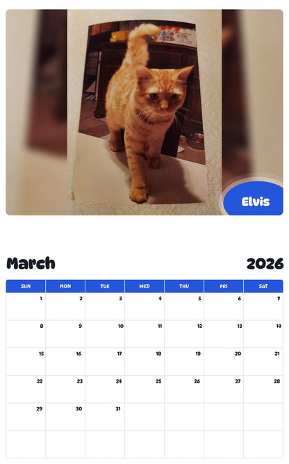 November 2025 - October 2026 Elvis - Pawidols Pet Calendar